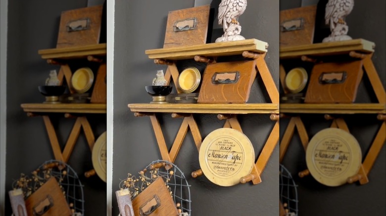 DIY accordion rack shelving made with wood planks