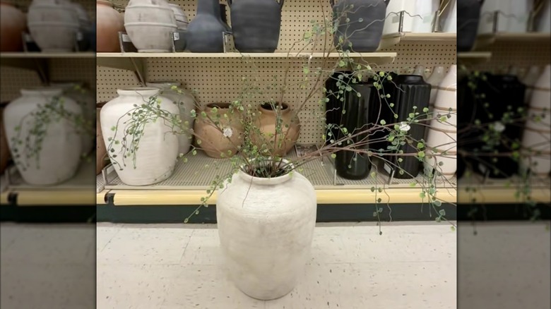 Using Hobby Lobby vase and faux greenery stems as a Pottery Barn dupe