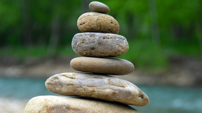 A stack of smooth river rocks