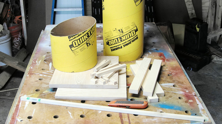 Birdfeeder components cut and ready for assembly