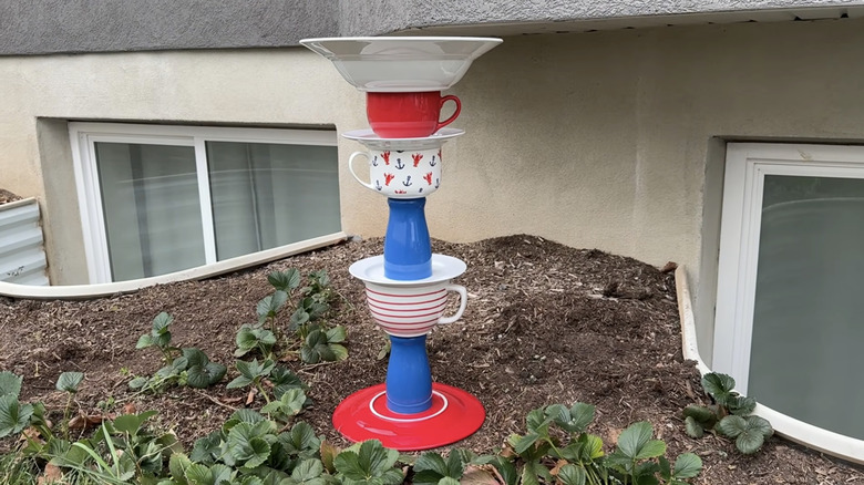 Stacked dishes diy birdath