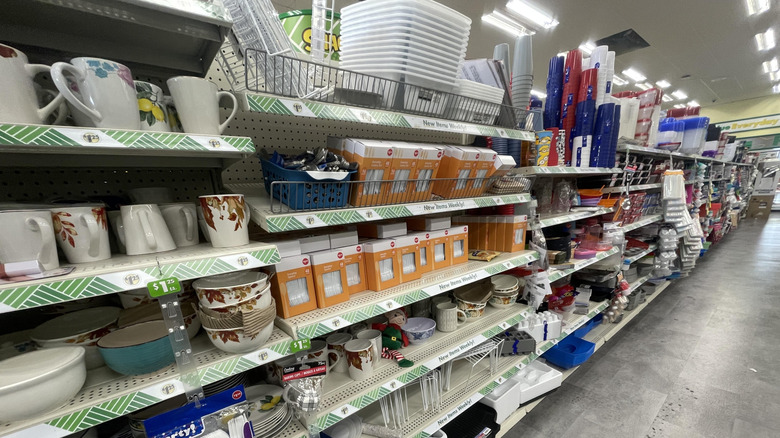 The home goods aisle of a local dollar store, where you can find materials to make this craft.