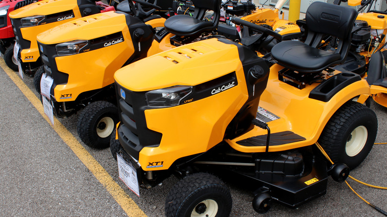 yellow cub cadet riding mowers