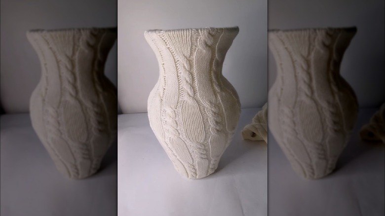 Vase covered in an old sweater