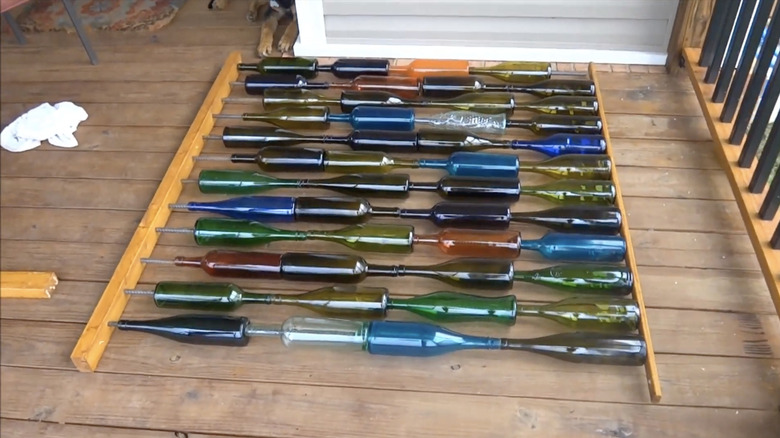 DIY glass bottle privacy screen