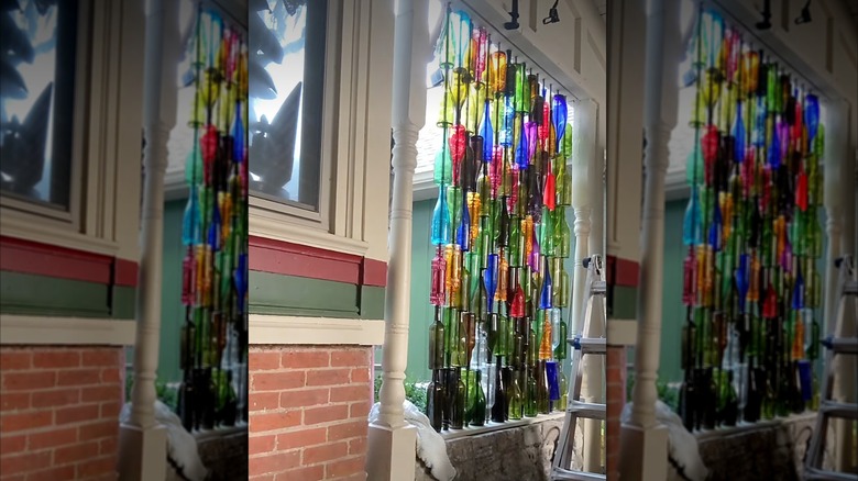 DIY colorful bottle privacy screen
