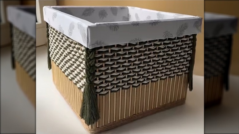 Finished, handmade blanket basket