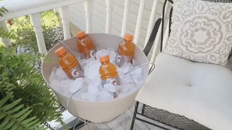 DIY tomato cage and planter drink chiller