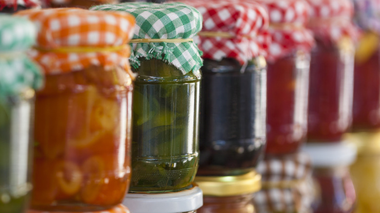 Glass jam jar assortment