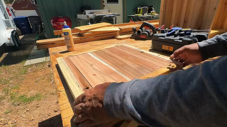 Side panel of old pallet storage box