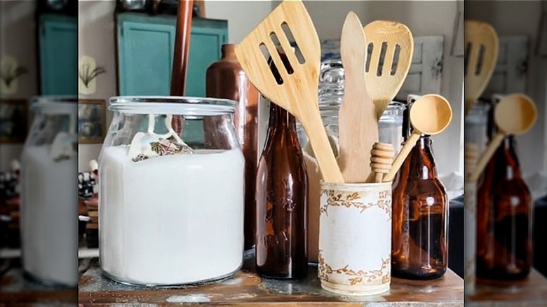 cooking utensils neatly organized in a DIY organizer