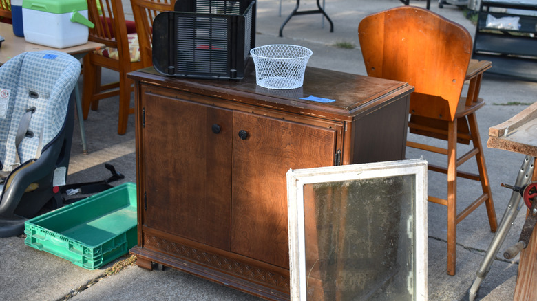Wood furniture piece at estate sale