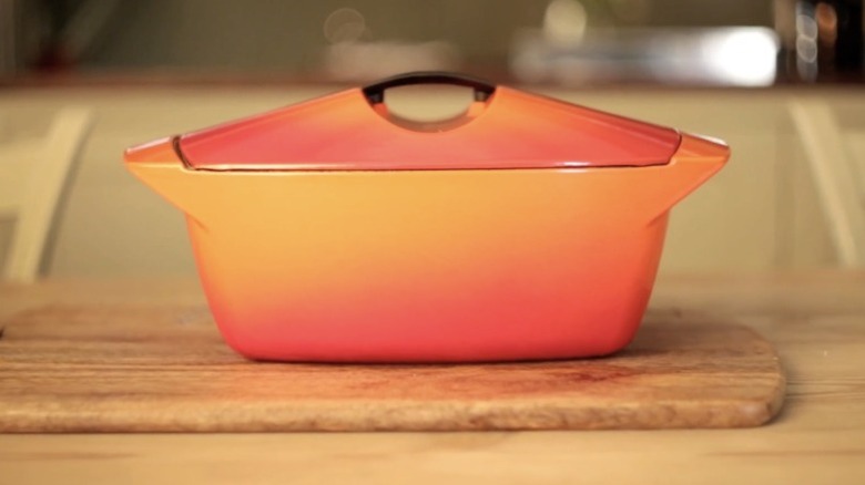 A 2014 Le Creuset Raymond Loewy Coquelle in flame.