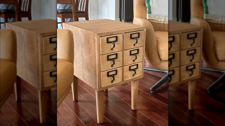 DIY card catalog end table