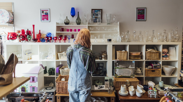 Woman shopping at a thrift store