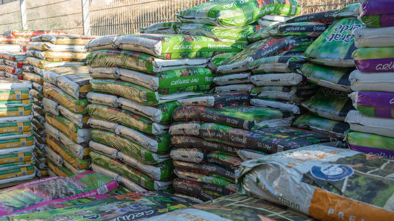 Mulch in plastic bags