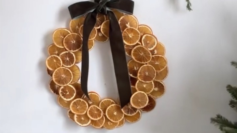 A wreath made from dried oranges