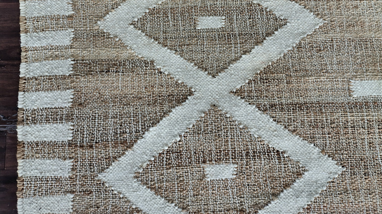 close-up of diamond pattern jute rug
