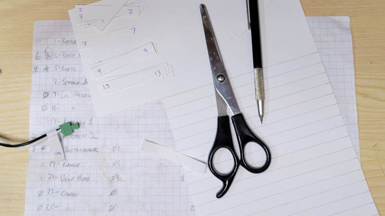 Tracking electrical work with a paper and scissors