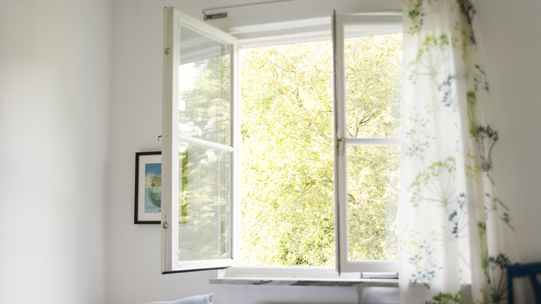 open window in bedroom
