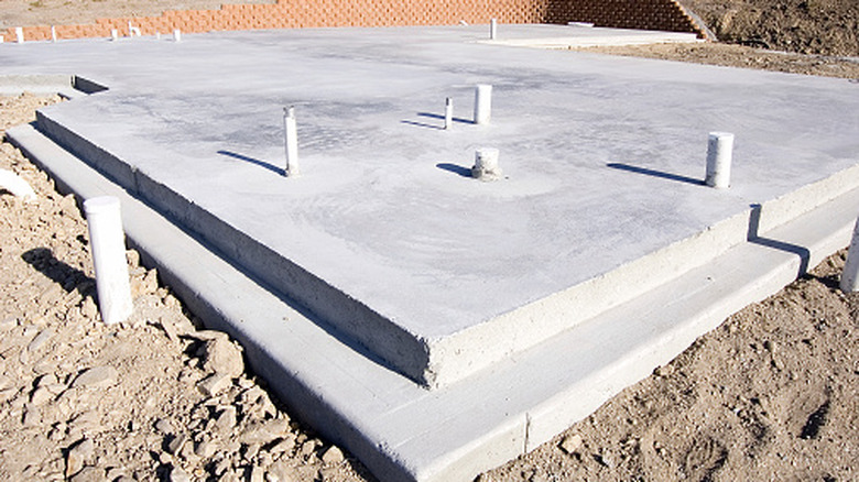 A finished concrete slab for a house