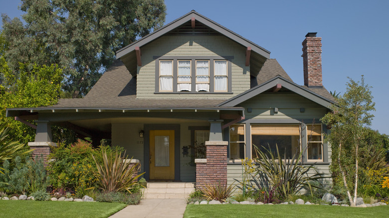 Exterior shot of American Craftsman-style house