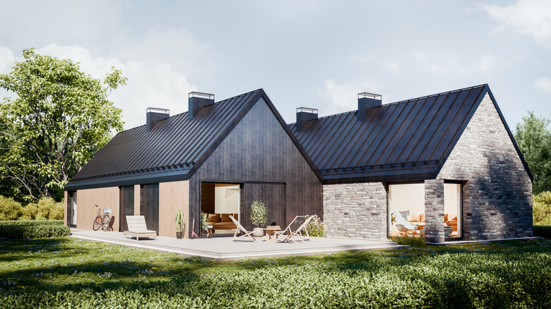 A rustic style home on a sunny day