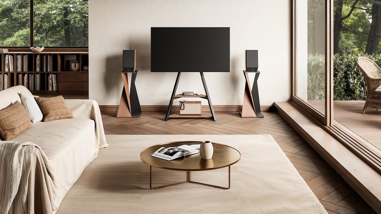 Fitueyes TV stand in the midst of a beige living room