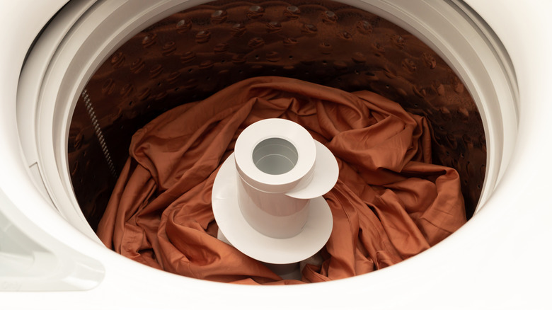 view into top loading washing machine