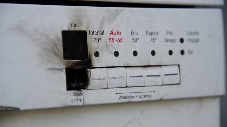 dishwasher buttons that look burned