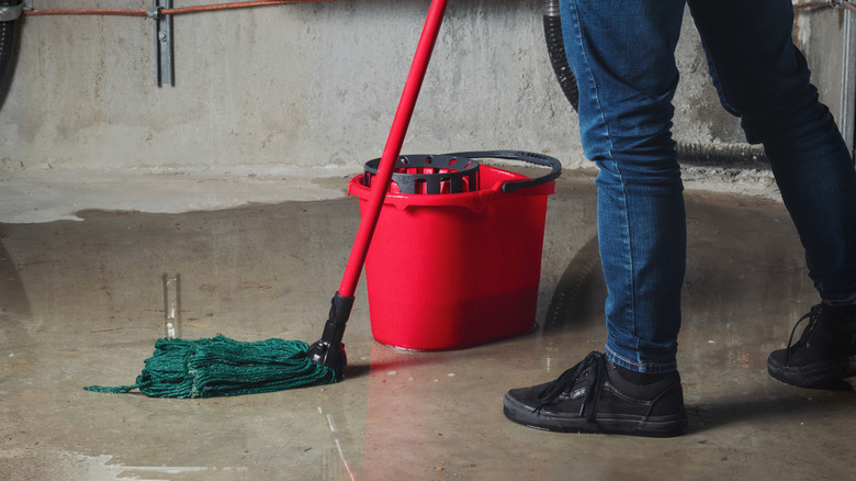 Cleaning a concrete basement floor