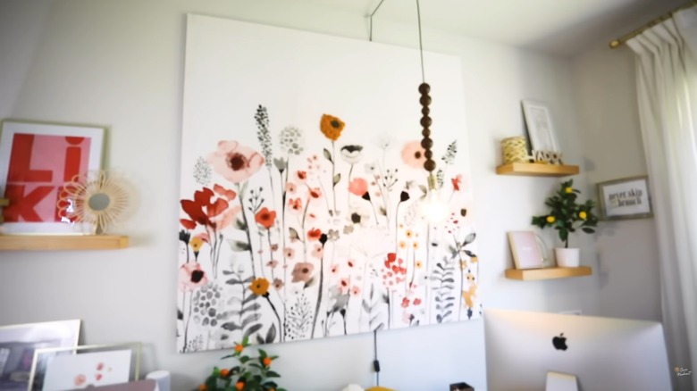 Wall art made from a shower curtain by Cara Newhart