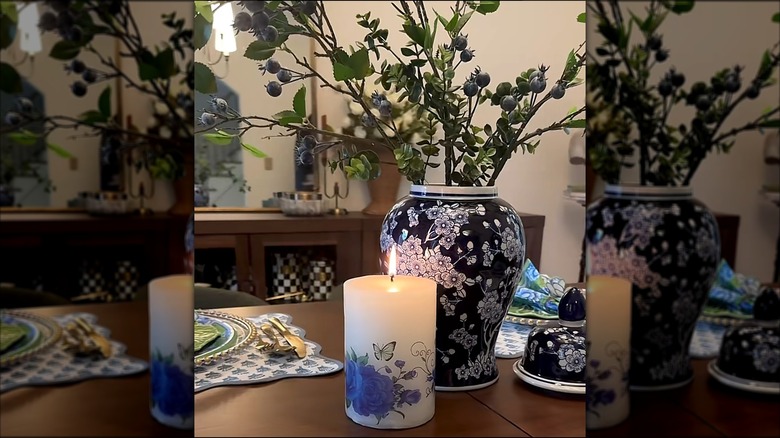 DIY candle with flower tattoos
