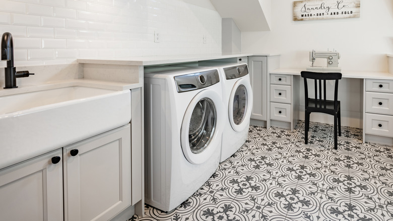Washer and dryer in a modern laundry room