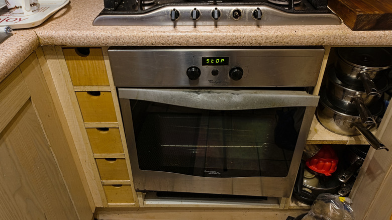 A broken Whirlpool oven.