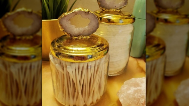 Storage jars with gold geode lids