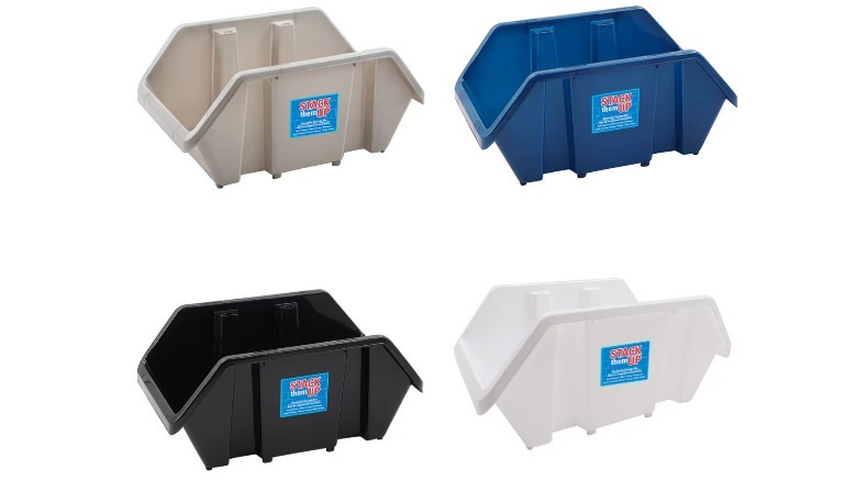 Four stackable bins in various colors